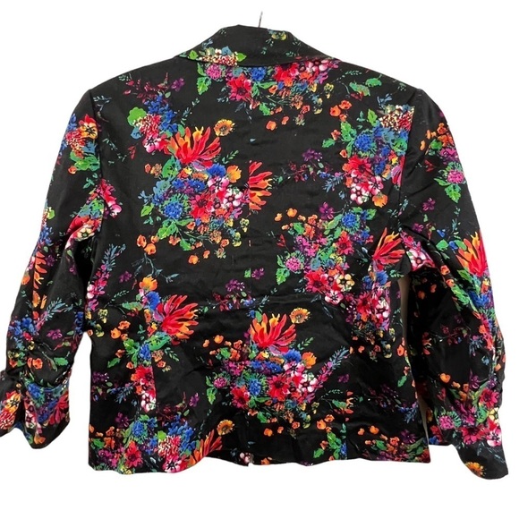 Laundry Shelli Segal Womens Sz 6 Blazer Jacket Single Button Black Floral Casual - Picture 5 of 11